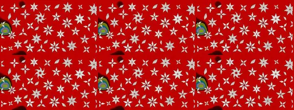 Kırmızı kıvırcık çiçekler kırmızı renklerde şekillenir. Klasik çiçek tasarımı elementleri. Raster illüstrasyonu.