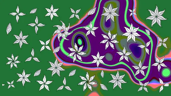 Karalama çiçeği. Güzel kumaş deseni. Zentangle soyut çiçekleri. Renkli Bahar Teması eskiz kalıbı. Raster illüstrasyonu. Düz Çiçek Elementleri Tasarımı.