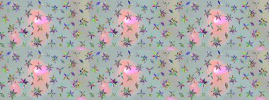 Gri renklerde. Gri renkli gri papatya deseni. Raster illüstrasyonu.