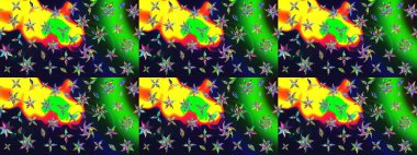 Gri renkli Asya tekstili. Raster illüstrasyonu. Çiçek desenini çiz.