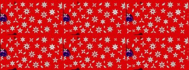 El çizimi çiçekli soyut çizim kalıbı. Raster illüstrasyonu. Kırmızı renkte çiçekler.