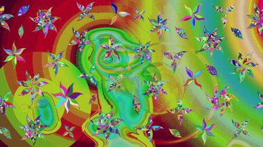 Çiçekli eskiz deseni. El çizimi. Yeşil renkli çiçekler. Suluboya çizimi.