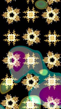 Raster illüstrasyonu. Kar taneli siyah ve gri renkler. Renkli arka planda izole tatlı kar taneleri.