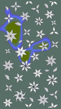 Tarafsız renklerde yaprakları olan yabani çiçekler. Raster illüstrasyonu. Suluboya, elle çizilmiş. Taslak arkaplan deseni.