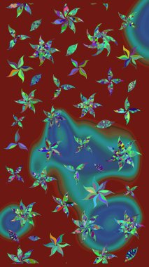 Sevimli çiçek raster deseni. Kırmızı renkte çiçekler. Düz Çiçek Elementleri Tasarımı. Renk Bahar Teması eskiz şablonu.