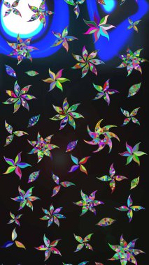 Küçük çiçekli yay deseni çiz. Suluboya stilinde gri renkte. Raster illüstrasyonu.