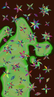 Moda arka planında parlak buketler. Eski usul küçük çiçekli şirin bir eskiz deseni. Kumaş, duvar kağıdı ve kağıt üzerine baskı yapmak için gelişen arka plan. Raster illüstrasyonu.