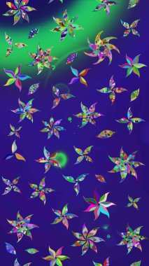 Raster düz çiçek çizim deseni. Mavi renkli çiçekler. Tasarım hediye paketi, tebrik kartları, posterler ve afiş tasarımı.