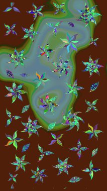 Küçük çiçekte güzel bir desen. Robot resim. Küçük renkli çiçekler. Motley illüstrasyonu. Çiçekli yaz çiçekleri. Moda baskıları için zarif bir şablon.