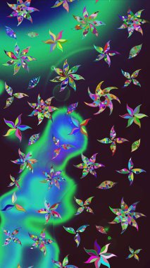 Raster suluboya çiçek deseni, narin çiçekler, kahverengi çiçekler, tebrik kartı şablonu. Raster Güzel kumaş deseni.