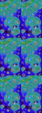 Elle boyanmış suluboya resim çizimleri, çiçekler ve bitkiler. Mavi renkte çiçekler.