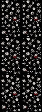 Elle çizilmiş çiçek desenli Raster çizimi. Tekstil, kumaş, ambalaj, hatıra defteri için hoş bir çiçek arkaplanı. Çocuksu tasarım. Siyah arkaplanda.