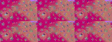 Raster illüstrasyonu. El çizimi. Çiçekli, yapraklı, çiçek desenli çizim..