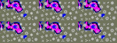 Çiçekli, yapraklı, çiçek desenli eskiz. El çizimi. Raster illüstrasyonu.