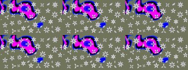 Çiçekli, yapraklı, çiçek desenli eskiz. El çizimi. Raster illüstrasyonu.