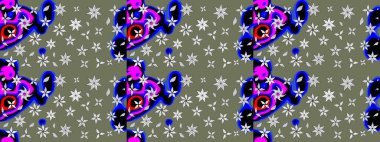 Küçük yeşil çiçeklerle oldukça eski bir besin torbası deseni. Tekstil, kumaş, kapaklar, duvar kağıtları, baskı, paket, koleksiyon defteri, örgü, dekupaj için çiçek arkaplanı..