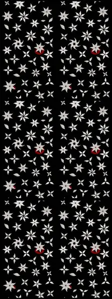 Elle çizilmiş çiçek desenli Raster çizimi. Tekstil, kumaş, ambalaj, hatıra defteri için hoş bir çiçek arkaplanı. Çocuksu tasarım. Siyah arkaplanda.