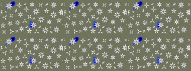 Yeşil renkli bitkilerden oluşan parlak çiçekli çizim deseni.