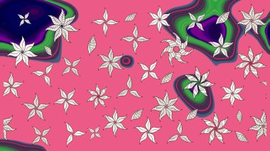 Raster illüstrasyonundaki çiçek desenli çizim. Pembe renkte çiçekler.