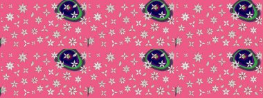 Çiçek deseni. Pembe renkte çiçek çizimi. Şatafatlı bahar bahçesi dokusu. Raster illüstrasyonu. Pembe renkte çiçekler.