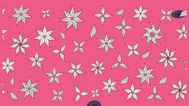 Süslü kumaş deseni. Renkli Bahar Teması eskiz kalıbı. Raster illüstrasyonundaki çiçek desenli çizim. Düz Çiçek Elementleri Tasarımı.