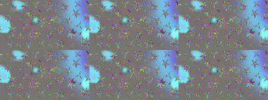 Düz Çiçek Elementleri Tasarımı. Raster illüstrasyonundaki çiçek desenli çizim. Renkli Bahar Teması eskiz kalıbı. Gri renkli çiçekler.