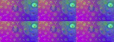 Hediye ambalaj kağıdı, tebrik kartları, posterler ve pankart tasarımı. Raster düz çiçek çizim deseni. Mor renkte çiçekler.