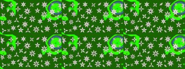 Eskiz klasiği. Raster Şirin kumaş deseni. Renkli Bahar Teması eskiz kalıbı. Düz Çiçek Elementleri Tasarımı.