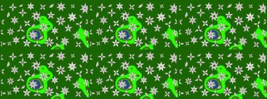 Suluboya çizim kalıbı. Çiçek izi. Suluboya tarzında yeşil renkte çiçekler.