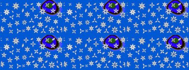 El yapımı çiçek ve bitki koleksiyonu. Raster illüstrasyonu. Robot resim tarzı mavi renkler. Şirin karalamalı çiçek desenli çizim. Raster illüstrasyonu.