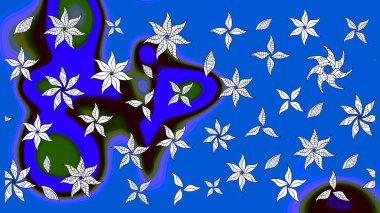 Mavi renkte güzel çiçekli eskiz deseni, suluboya çiçek deseni, duvar kağıdı, kart ya da kumaş için fayanslı. Raster..