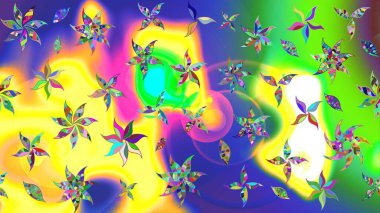 Arkaplan dokusu, duvar kağıdı, sarı renkli çiçek teması. Kabile sanatı boho baskısı, klasik çiçek arkaplanı. Soyut etnik raster çizim kalıbı.