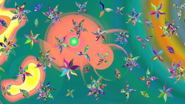 Şirin çiçekli, desenli, mavi renkli renkli bir eskiz deseni. Tekstil için suluboya eskiz deseni. El çizimi çiçek çizimi deseni (fayans)).