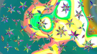 Güzel kumaş deseni. El çizimi. Çiçekler, dallar, bitkiler ve çiçekler. Raster illüstrasyonu.