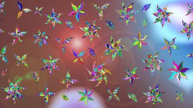 Kahverengi kıvırcık çiçekler kahverengi renklerde şekillenir. Raster illüstrasyonu. Klasik çiçek tasarım elementleri.