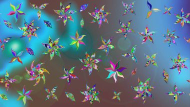 Renkli Bahar Teması eskiz kalıbı. Güzel çiçek deseni. Mavi renkli çiçekler. Düz Çiçek Elementleri Tasarımı.