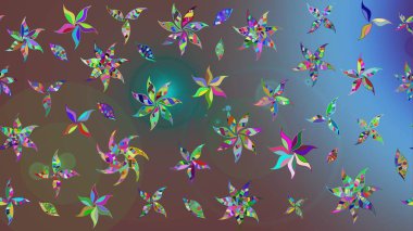 Raster illüstrasyonu. Zentangle soyut çiçekleri. Düz Çiçek Elementleri Tasarımı. Renkli Bahar Teması eskiz kalıbı. Güzel kumaş deseni. Çiçek tozu..