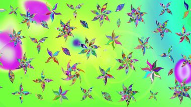 Çiçek ve yapraklı çiçek deseni. Raster illüstrasyonu. Küçük çiçekli şirin desen.