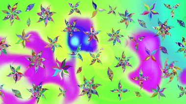 Şirin karalamalı çiçek desenli çizim. Eskiz stili yeşil renkler. Raster illüstrasyonu. Raster illüstrasyonu. El yapımı çiçek ve bitki koleksiyonu.