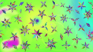 Renkli çizim kalıbı. Çiçek duvar kâğıdı. Yeşil renkli şirin tekstil. Raster illüstrasyonu. Çiçek arka planı.