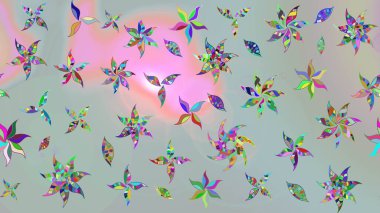 Düz Çiçek Elementleri Tasarımı. Raster illüstrasyonundaki çiçek desenli çizim. Renkli Bahar Teması eskiz kalıbı. Süslü kumaş deseni.