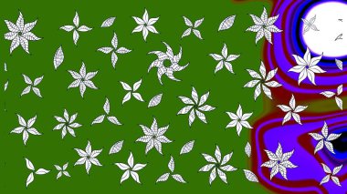 Düz Çiçek Elementleri Tasarımı. Yeşil renkli çiçekler. Çiçek desenli eskiz, yaz çiçekleri. Renkli Bahar Teması çizim şablonu.