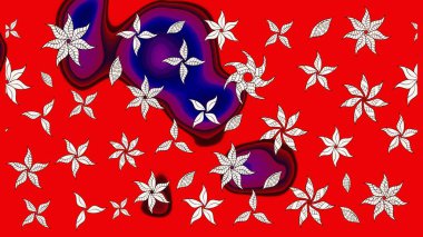 Kırmızı renkte etnik çiçeklerle süslenmiş zarif bir eskiz şekli. Raster Çiçek İllüstrasyonu güzel tekstil..