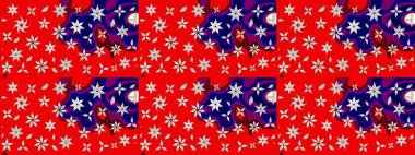 Şirin çiçek elementleri. Raster illüstrasyonu. Taslak desenli, modaya uygun kumaş deseni. Renkli Bahar Teması eskiz kalıbı. Düz Çiçek Elementleri Tasarımı.