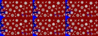 Raster illüstrasyonundaki çiçek desenli çizim. Kırmızı renkte çiçekler. Renkli Bahar Teması eskiz kalıbı. Düz Çiçek Elementleri Tasarımı.