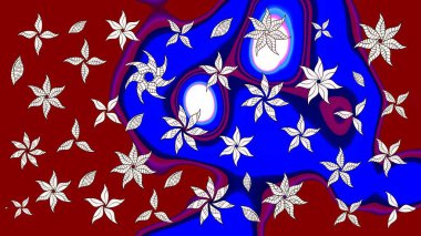 Kumaş desenli papatya çiçeği detayı. Kırmızı renkte çiçekler.