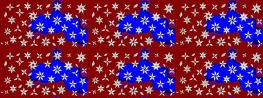 Kırmızı renkte şirin bir tekstil. Çiçek arkaplan. Çiçek duvar kâğıdı. Renkli çizim kalıbı. Raster illüstrasyonu.