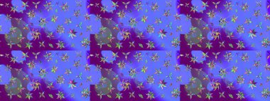 Raster çiçek desenli çiçek deseni, yapraklar, dekoratif elementler, sıçrama, lekeler, el çizimi kontur çizgileri ve Doodle çizim stili, grafik raster çizim çizimi.