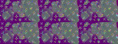 Raster. Düz Çiçek Elementleri Tasarımı. Renkli Bahar Teması çizim şablonu.