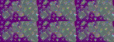 Raster. Düz Çiçek Elementleri Tasarımı. Renkli Bahar Teması çizim şablonu.